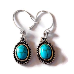 Sterling Silver Genuine Turquoise Dangle Earrings
